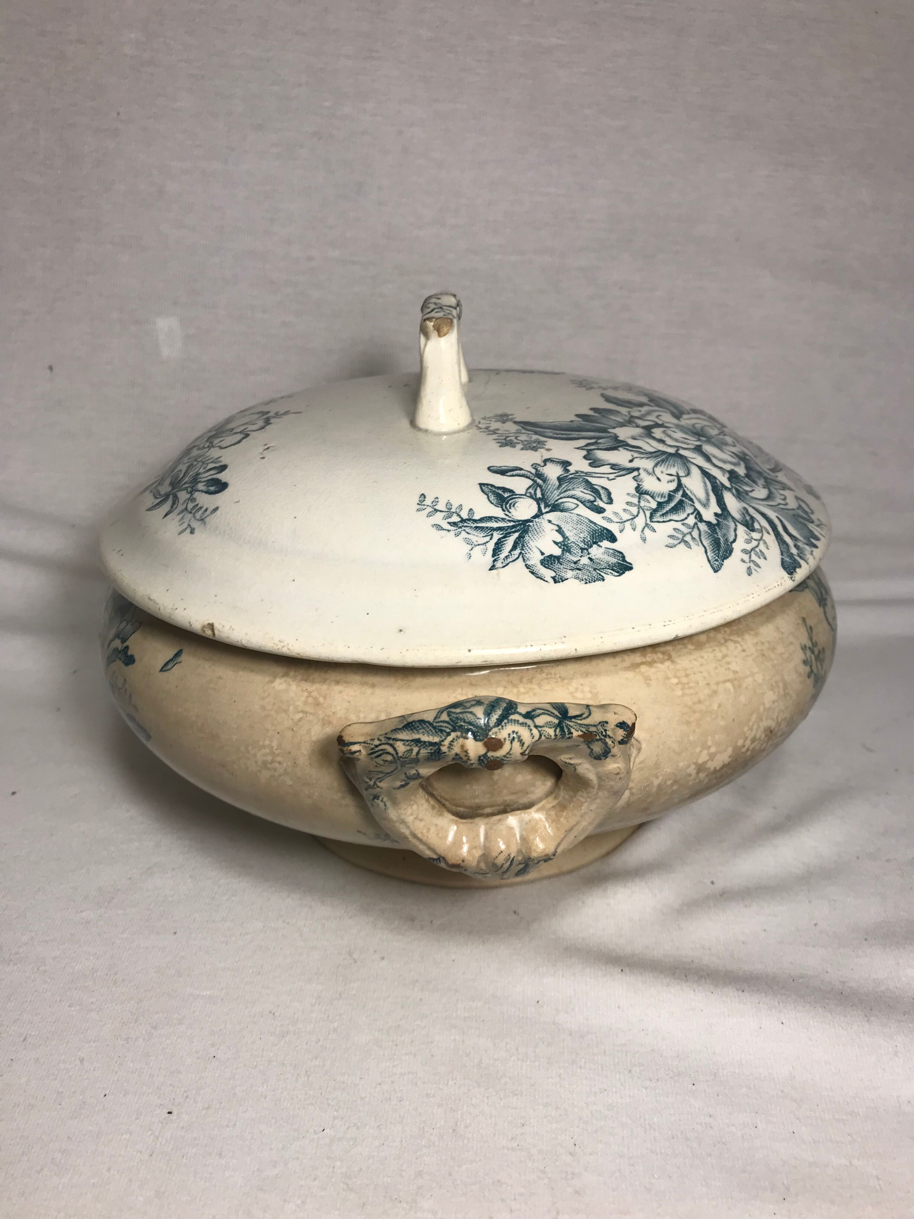 Vintage Ceramic Bowl with Flora Impression